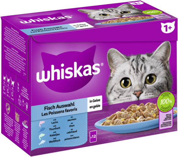 Whiskas 1+ Fisch Auswahl Gelee 12x85gP