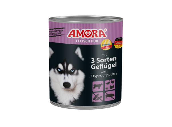 AMORA Dog Pur 3 Sorten Geflügel 800gD