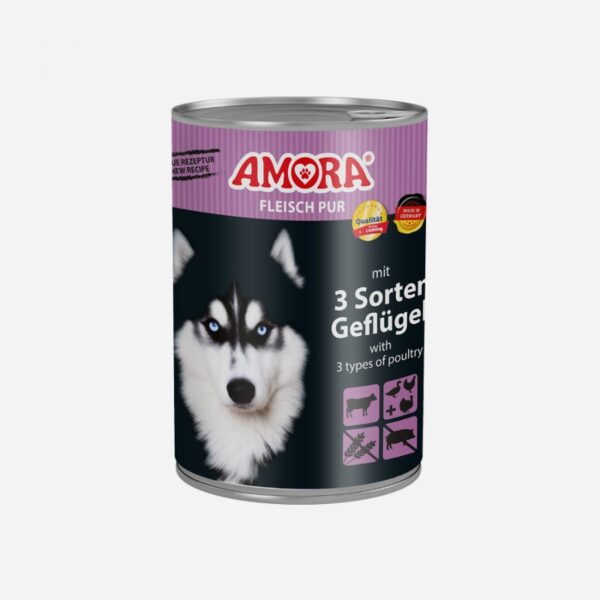 AMORA Dog Pur 3xGeflüg 400gD